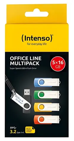 Intenso Office Line 16GB vícebarevná, multipack 5 ks / Flash disk / USB 3.2 Gen 1 / USB-A