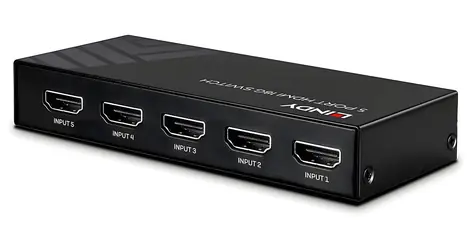 Lindy HDMI přepínač 5 portů černá / Přepínač / 4K UHD / HDCP 2.2 / 18 Gbit/s / dálkové ovládání
