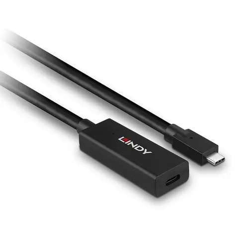 Lindy USB-C aktivní prodlužka 5 m černá (43364) / Prodlužovací kabel / USB 3.2 Gen 2 / 10 Gbit/s
