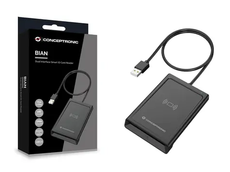 Conceptronic dual-interface čtečka čipových karet černá / Čtečka čipových karet / USB-A / NFC / eID, DNIe