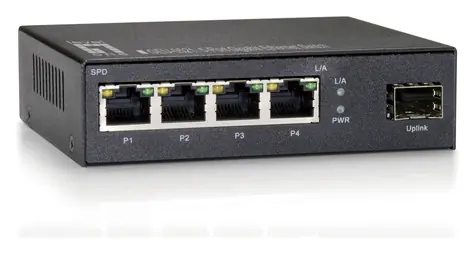 LevelOne Switch 4x GbE/1x SFP / Switch / Unmanaged / 4x Gigabit Ethernet / 1x SFP uplink / nástěnná montáž
