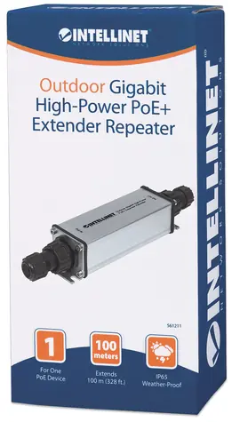 Intellinet PoE+ Extender 561211 Outdoor / PoE+ extender / 2-port / 1000 Mbps / 100 m / IP65