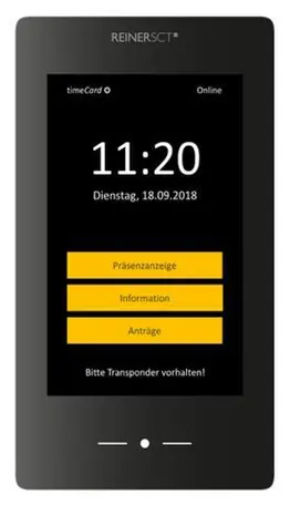REINER SCT timeCard Terminal 3 černá / Docházkový terminál / RFID a MIFARE DESFire / Fotofunkce