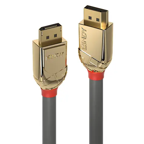 Lindy Gold Line šedá / DisplayPort kabel / 1 m / 8K 60Hz / pozlacené konektory