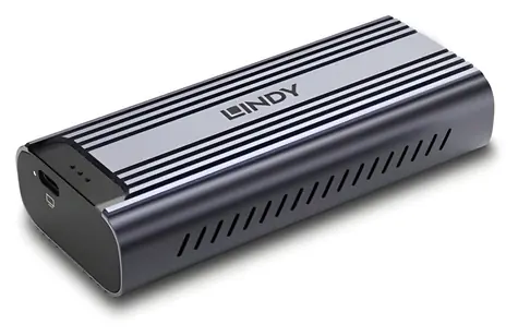 Lindy 43394 šedá / Pouzdro pro SSD M.2 NVMe / USB4 / 40 Gb/s / hliník