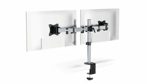 Durable SELECT stříbrná / Stolní držák pro dva monitory / do 27
