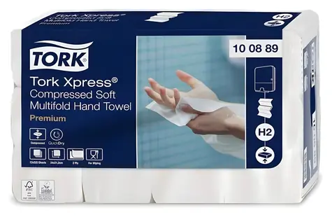 Tork Xpress Premium Soft H2 bílá / Papírové ručníky skládané / systém H2 / 2vrstvé / 2700 ks