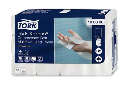 Tork Xpress Premium Soft H2 bílá / Papírové ručníky skládané / 2 vrstvy / Multifold M / 12x170 listů