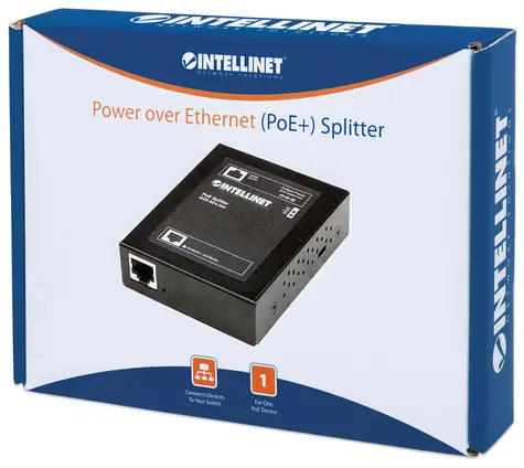 Intellinet PoE+ Splitter / Splitter PoE / IEEE 802.3af/at / nastavitelné 5-12V DC / 25,4 W / kov