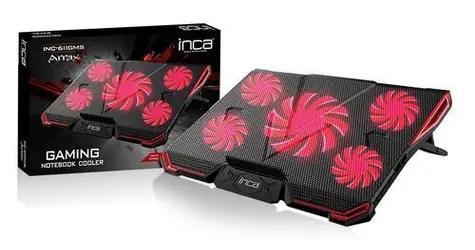 INCA INC-611GMS / Chladicí podstavec pro notebook / 5x ventilátor / LED podsvícení / 2x USB / do 17 palců
