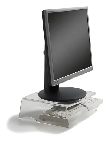 BakkerElkhuizen Q-Riser 100 transparentní / Podstavec pod monitor / výška 105 mm / nosnost 10 kg / 10-30