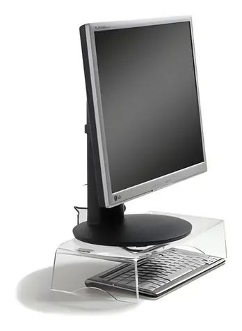 BakkerElkhuizen Q-riser 90 transparentní / Podstavec pod monitor / Akryl / Nosnost 10 kg / Výška 95 mm