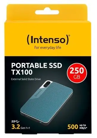 Intenso TX100 250GB šedo-modrá / Externí SSD / USB 3.2 Gen 1x1 / čtení 500 MB/s