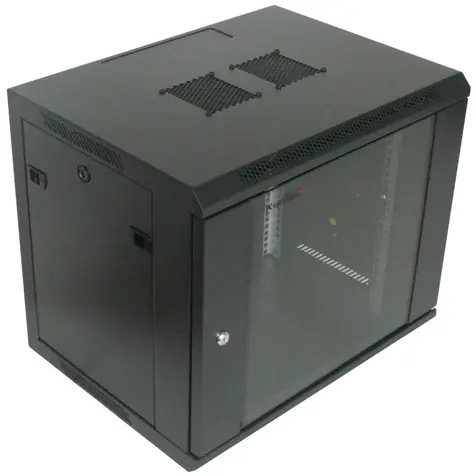 XtendLan 9U 600×450 mm / Nástěnný rozvaděč / jednodílný / rozložený / skleněné dveře
