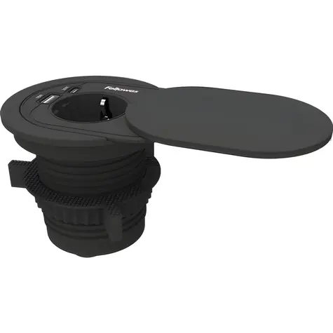 Fellowes Vestavná stolní zásuvka USB-A a USB-C černá / Stolní zásuvka / 230V / USB-C 30W / USB-A 18W / kabel 2 m