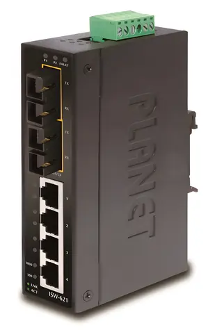 Planet ISW-621 / Switch průmyslový / 4x 10/100 RJ-45 / 2x 100FX MM SC / DIN / -10 až 60°C