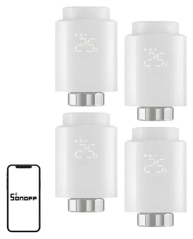 Sonoff TRVZB, balení 4 ks / Termostatická hlavice / ZigBee / Chytré vytápění