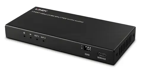Lindy HDMI Splitter / Rozbočovač / 2 porty / 8K60Hz / audio výstup / HDCP 2.3