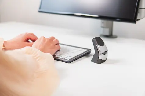 BakkerElkhuizen DXT Precision šedá / Ergonomická myš / RF Wireless + Bluetooth / 2000 DPI / 3 tlačítka