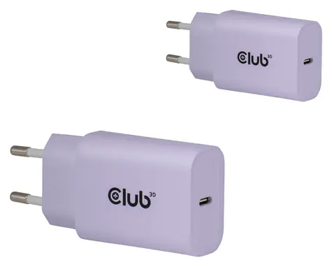 Club3D CAC-3023 fialová / Nabíječka USB-C / 2-pack / 30W / Power Delivery