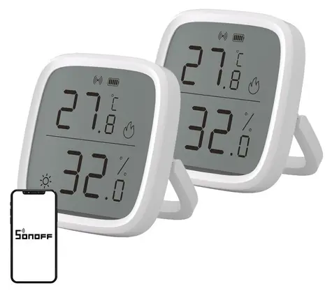 Sonoff SNZB-02D bílá, 2 ks / Senzor teploty a vlhkosti / ZigBee 3.0 / LCD displej