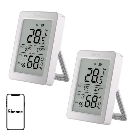 Sonoff SNZB-02DR2 AirGuard TH / Senzor teploty a vlhkosti / ZigBee / LCD displej / 2 ks