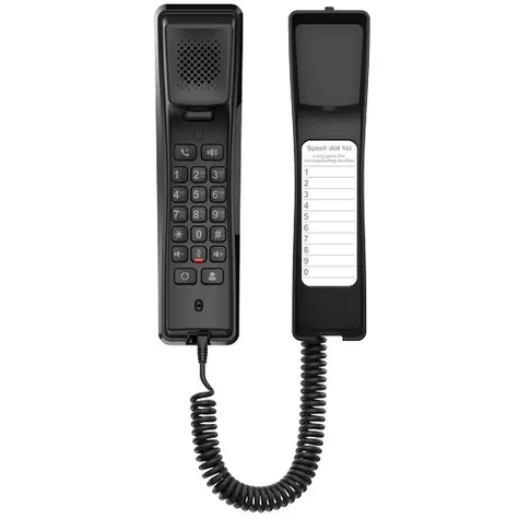 Fanvil H2U V2 černá / Hotelový IP telefon / 2 linky / PoE / Nástěnná montáž