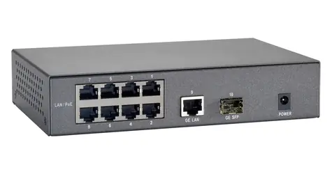 LevelOne PoE+ switch 8x FE 90W / Switch / Unmanaged / 8x FE PoE portů / 1x GbE + 1x SFP / kovové tělo
