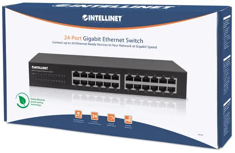 Intellinet 24portový Gigabit switch černá / Switch / 24× RJ-45 10/100/1000 / Rack 19