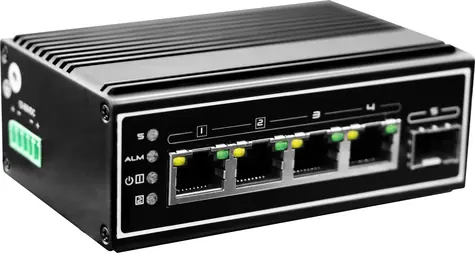 LevelOne IGP-0502 / Průmyslový switch / 4x GE PoE+ / 1x SFP / 120 W / DIN / kovové tělo