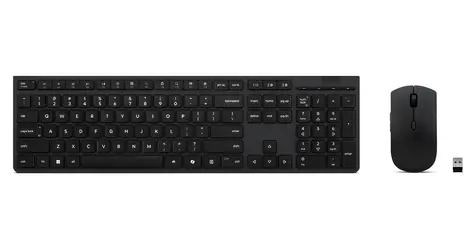 Lenovo Professional Wireless Rechargeable Combo černá / Bezdrátový set klávesnice a myši / Bluetooth + 2,4 GHz