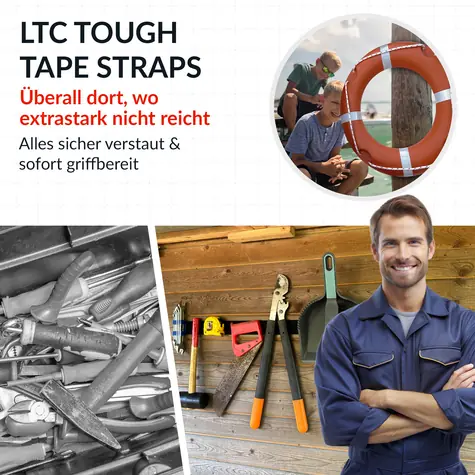 Label The Cable Tough Tape Strap bílá / Páska na suchý zip / 50 mm / 5 m / voděodolná
