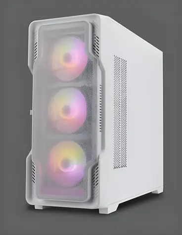 Nanoxia DS-9 ARGB Airflow bílá / PC skříň / Midi Tower / Tvrzené sklo / USB-C / ARGB podsvícení