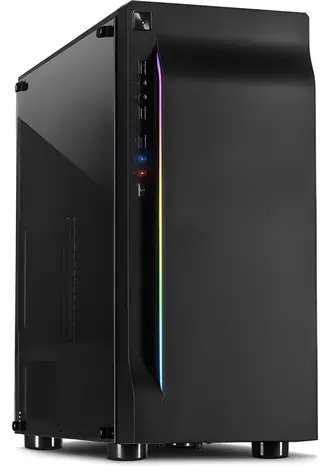 Inter-Tech A-3411 Creek RGB černá / PC skříň / Tower / Tvrzené sklo / RGB podsvícení / ATX, mATX, ITX