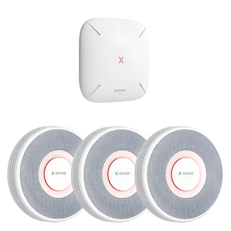 X-Sense XS0B-MR31 bílá / Sada detektorů kouře / 3 ks / hlasové hlášení polohy / základnová stanice / CO detektor