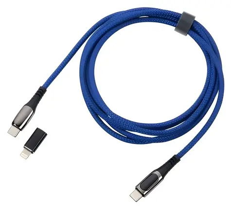 TROIKA SPEEDY XL modrá / Nabíjecí kabel / USB-C - USB-C/Lightning / PD 100W / 2 m