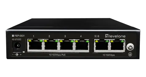 LevelOne FEP-0631 / Switch / 4x FE PoE+ / 2x FE / 60 W PoE / kovové provedení