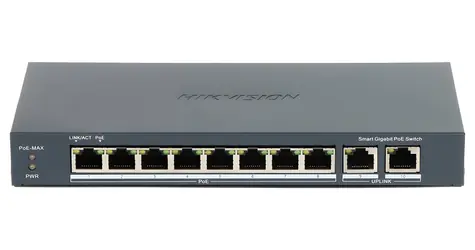 Hikvision DS-3E1510P-EI / Switch / 8x Gigabit PoE / 2x Gigabit Uplink / Super PoE 110 W / dosah 300 m