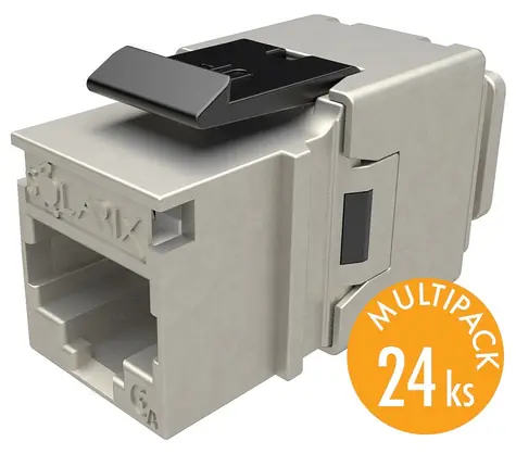 Solarix rychlozařezávací keystone CAT6A STP 24ks multipack / Keystone / RJ-45 / 10G / stíněný