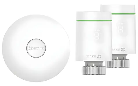 Ezviz CS-T55/A3-A / Sada termostatických hlavic / Zigbee 3.0 / Wi-Fi brána A3 / 2x hlavice T55