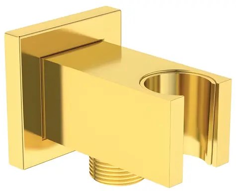Ideal Standard Nástěnné kolínko s držákem kartáčované zlato / Nástěnné kolínko s držákem / Hranaté / G 1/2