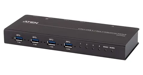 ATEN Industrial USB 3.1 Gen1 switch 4-Port / USB switch / 4x USB-A / kov / 0-50 °C / černá