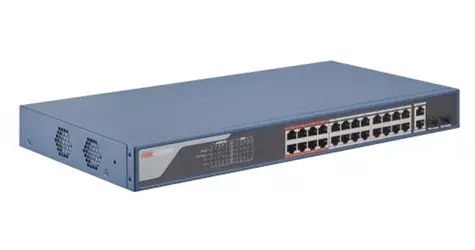 Hikvision DS-3E1326P-EI(B) / Switch / 24x 100 Mbps PoE+ / 2x Gb Combo uplink / 370 W Super PoE