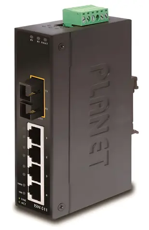 Planet ISW-511 / Switch průmyslový / 4x 10/100 RJ-45 / 1x 100FX MM 2km / DIN lišta / IP30