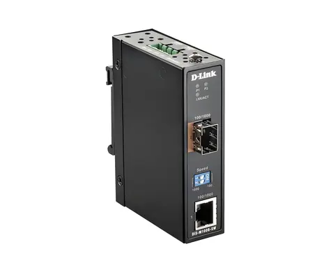 D-Link DIS-M100G-SW / Průmyslový media konvertor / RJ-45 na SFP / Gigabit / DIN lišta