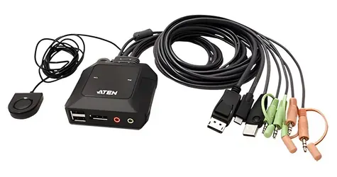 ATEN CS52DP / KVM přepínač / 2:1 / DisplayPort / USB-C / USB / audio