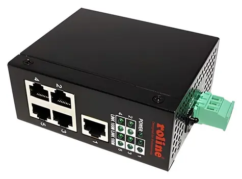 Roline Průmyslový switch 5-port / Switch / 5x 10/100 Mbit / DIN lišta