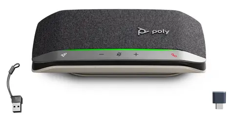 Poly Sync 20+ černá / Konferenční reproduktor / Bluetooth 5.1 / dotykové ovládání / USB-C