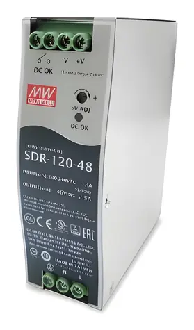Allied Telesis DIN lištový napájecí zdroj 48V 120W / Napájecí zdroj / DIN lišta / Kovové pouzdro / -25 až 70 °C