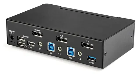 StarTech 2portový DisplayPort KVM přepínač černá / KVM přepínač / 2× PC / 4K UHD / USB